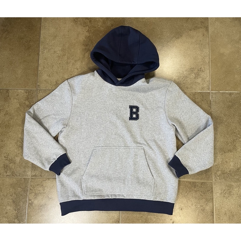 Brixton Retro Hoodie Mens Sz M Gray Heavyweight Supply Fleece Pullover Varsity